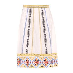 $398 Tory Burch Adriana Ivory Embroidered Skirt
